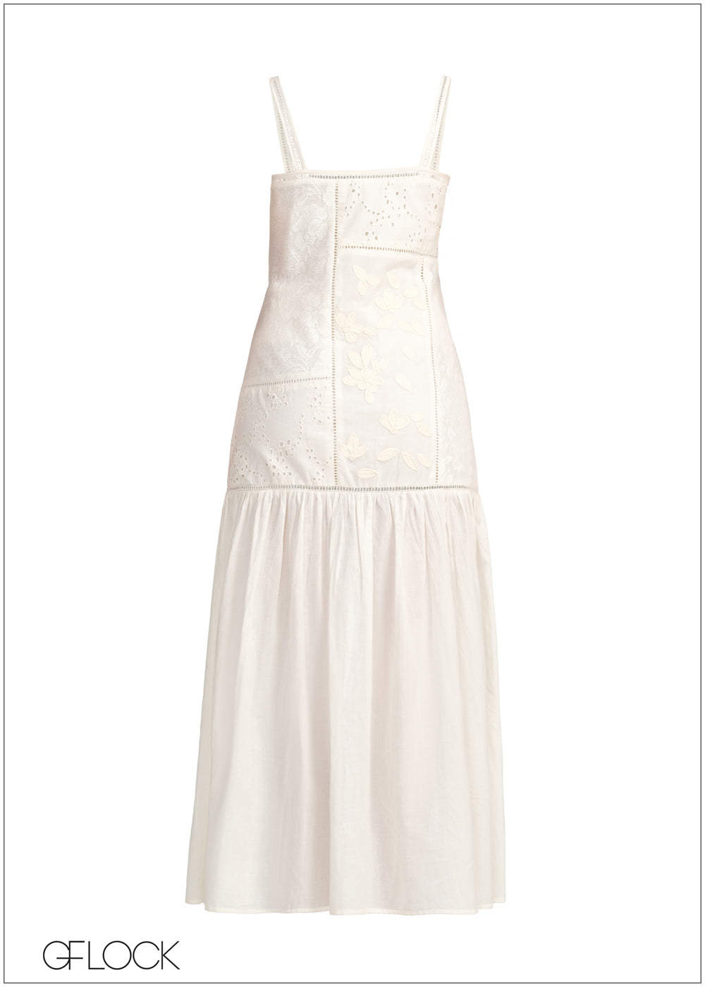 Strappy Lace Mix Midi Dress - 231225