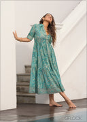 Aqua Printed Midi Shirt Dress - 231125