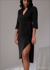 Wrap Front Twist Detail Midi Dress - 300525