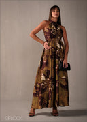 Printed Halter Neck Maxi Dress - 160326