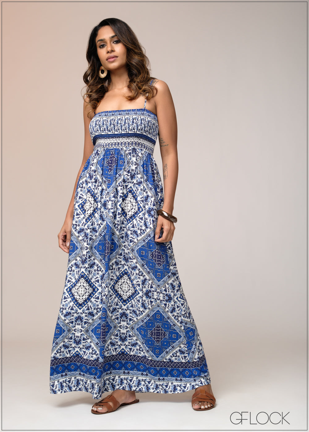 Smocked Strappy Dress - 031125