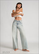 Wide Leg Moon Wash Jean - Long Length - 120426