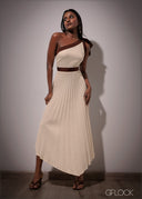 One Shoulder Knot Asymmetric Dress - 211225