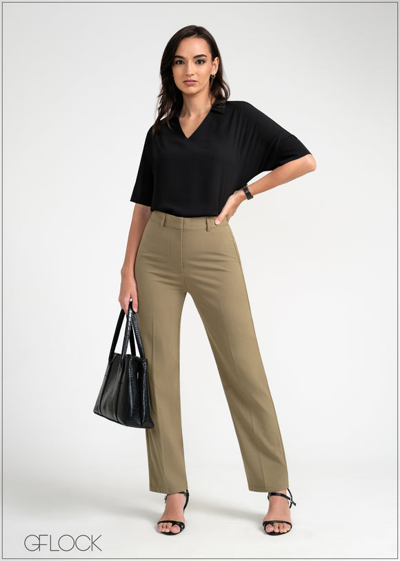 Short Sleeve Collared Top - 050925