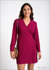 Regular Collar Wrap Dress - 300924