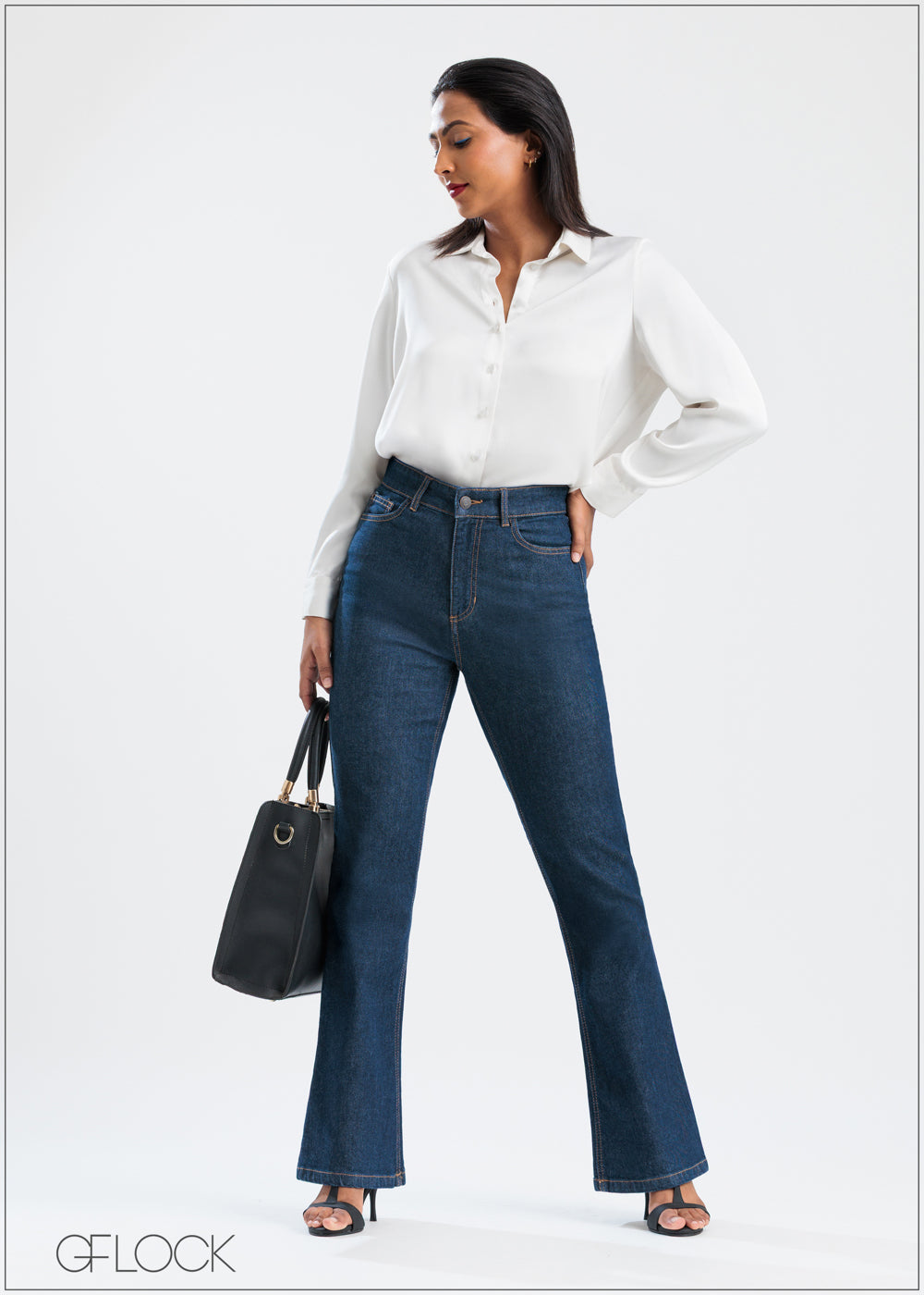 Dark Blue Flare Jean - Short Length - 250625