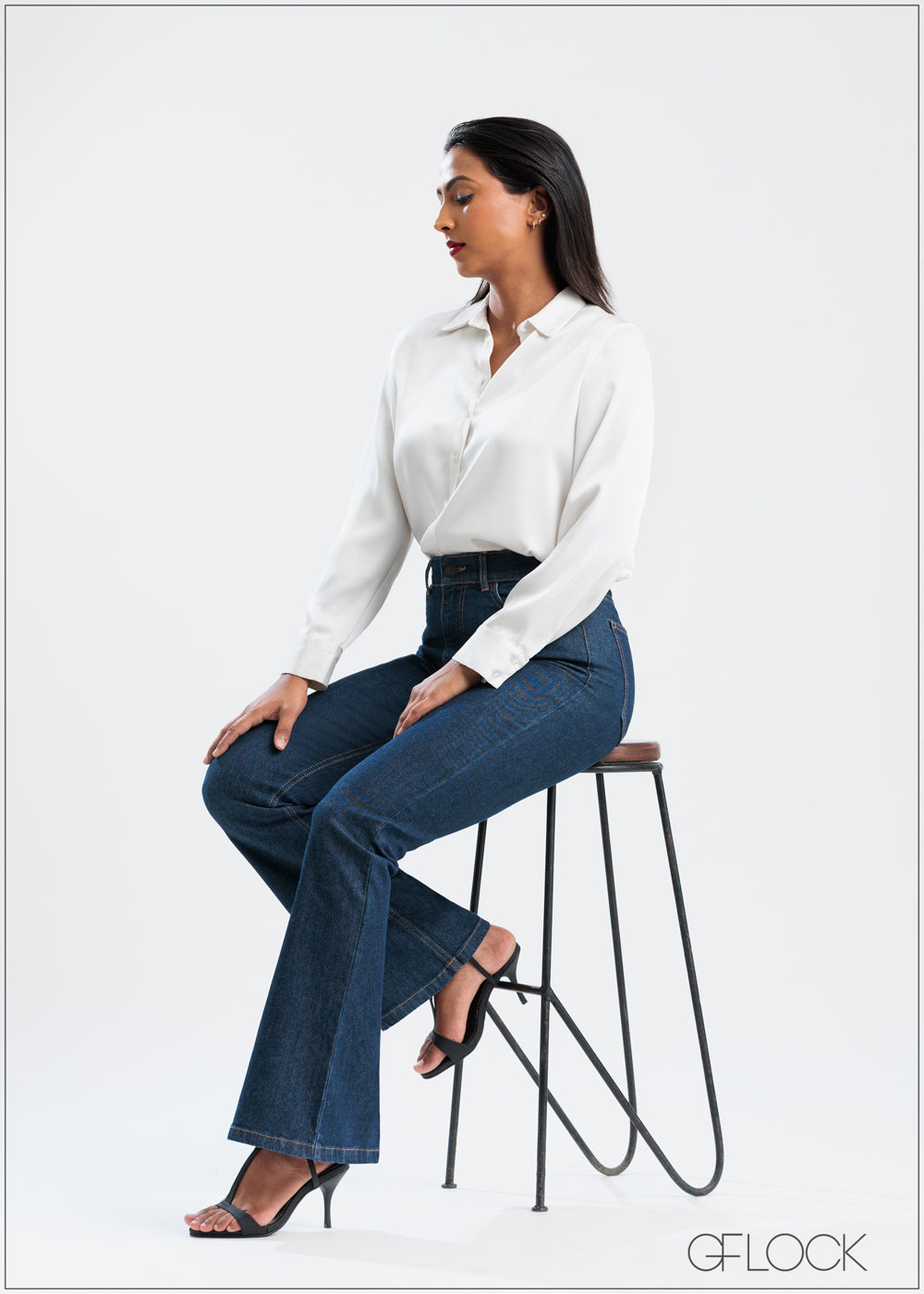 Dark Blue Flare Jean - Short Length - 250625