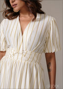 Front Knot Stripe Dress - 111225