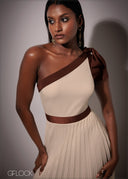 One Shoulder Knot Asymmetric Dress - 211225