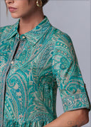 Aqua Printed Midi Shirt Dress - 231125