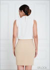 High Neck Pleat Detail Top - 190623