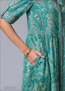 Aqua Printed Midi Shirt Dress - 231125