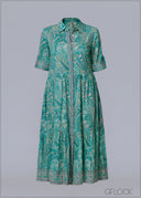 Aqua Printed Midi Shirt Dress - 231125