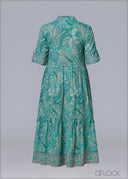 Aqua Printed Midi Shirt Dress - 231125