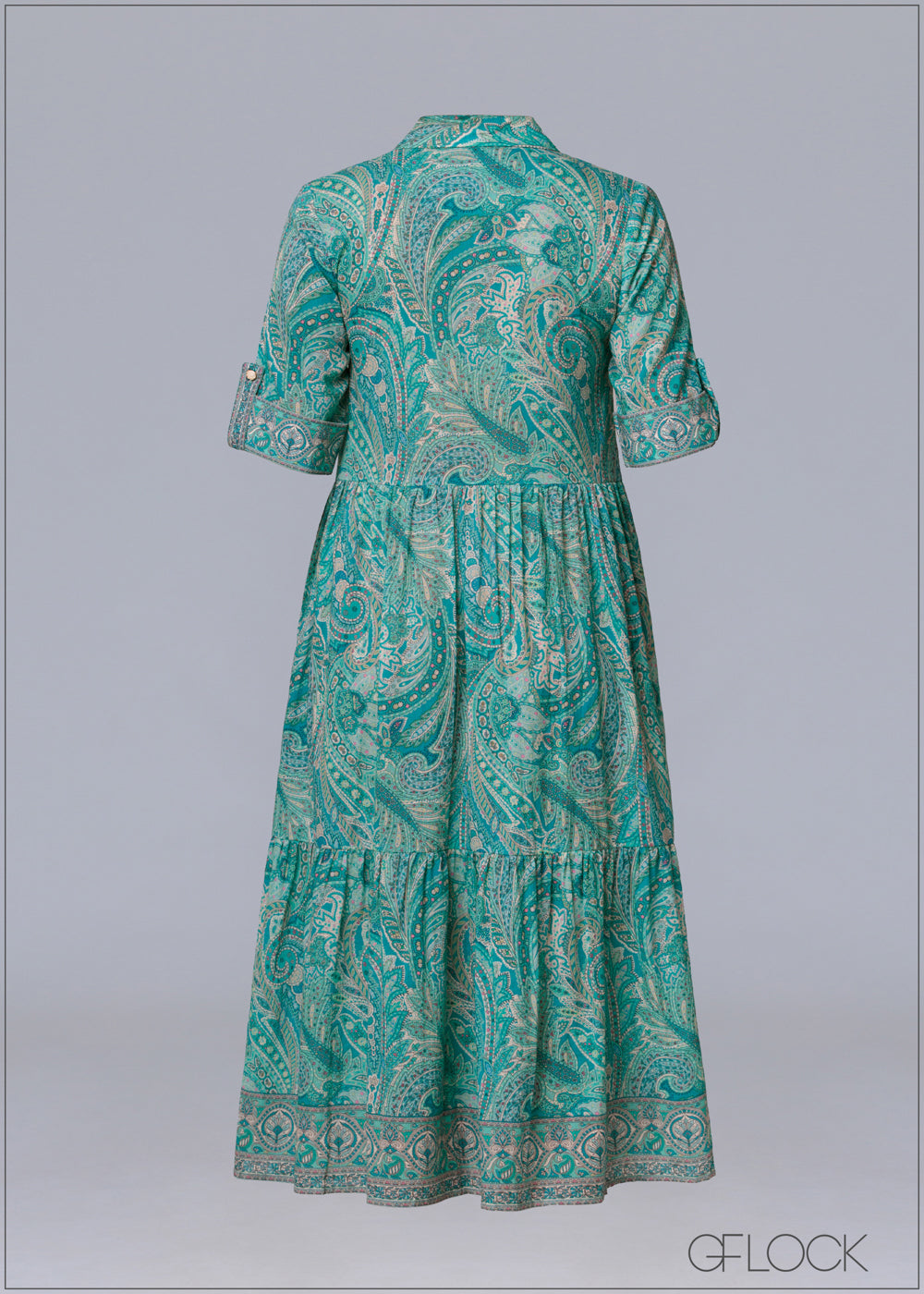 Aqua Printed Midi Shirt Dress - 231125