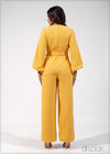 Balloon Sleeved Tie Up Jumpsuit - 090623