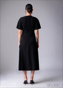 V-Neck Flutter Sleeve Maxi Dress - 110725