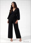 Balloon Sleeved Tie Up Jumpsuit - 090623