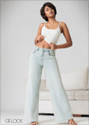 Wide Leg Moon Wash Jean - Long Length - 230926D