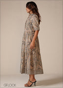Placement Print Shirt Dress - 190326