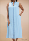 Embroidered Midi Dress - 230725