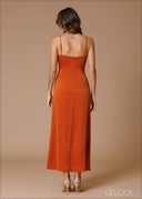 V-Neck Pleat Detail Maxi Dress - 140826