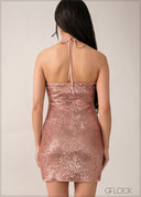 Cowl Neck Detailed Mini Dress - 261225E