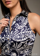 Sleeveless Midi Shirt Dress - 080925