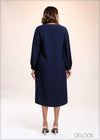 V-Neck Embroidery Dress - 040825