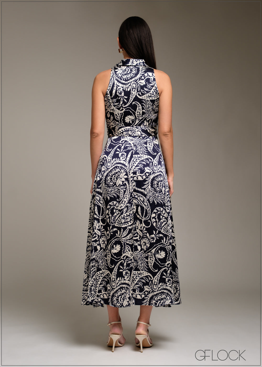 Sleeveless Midi Shirt Dress - 080925