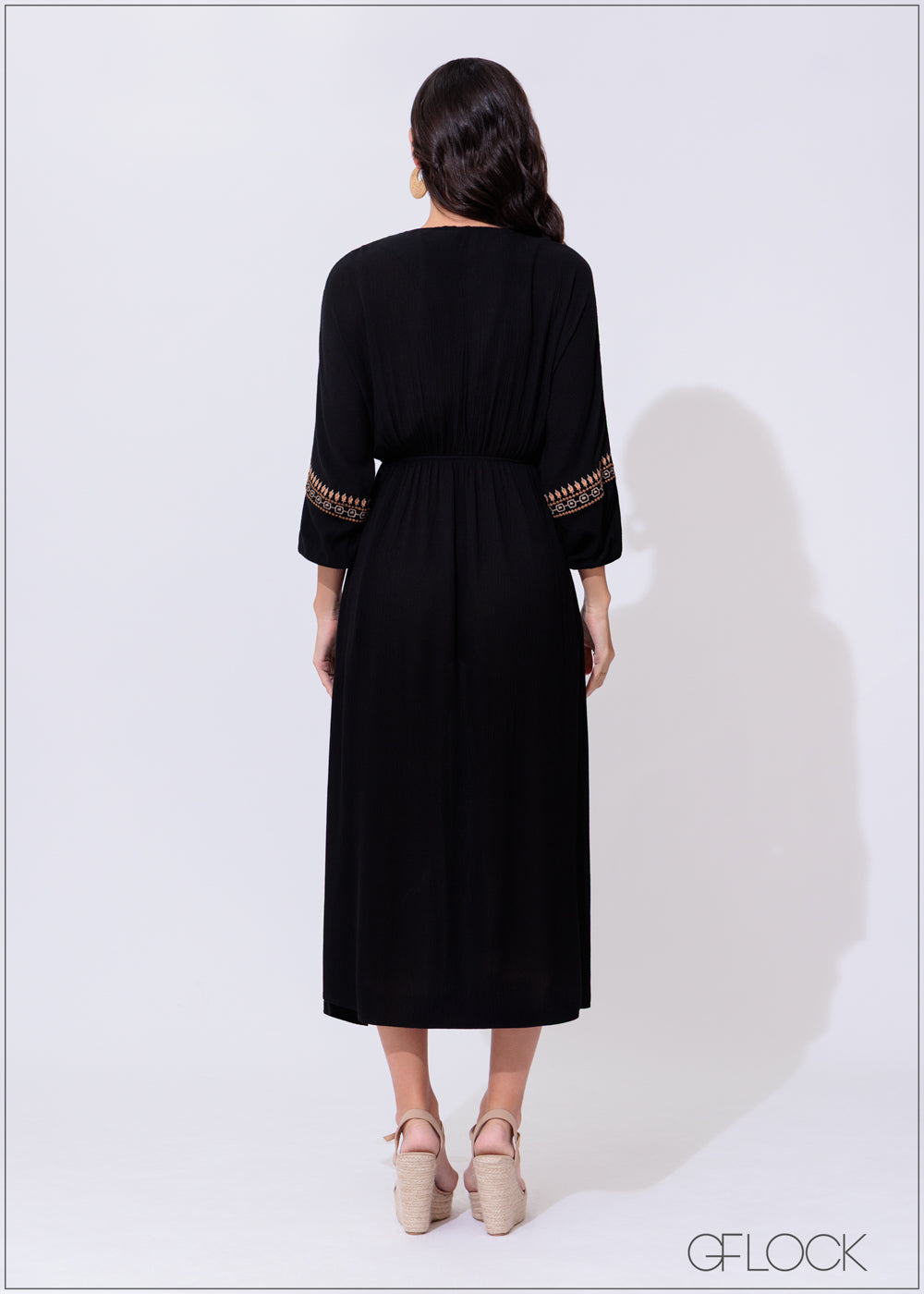 Embroidery Midi Dress - 300425