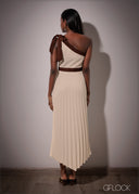 One Shoulder Knot Asymmetric Dress - 211225