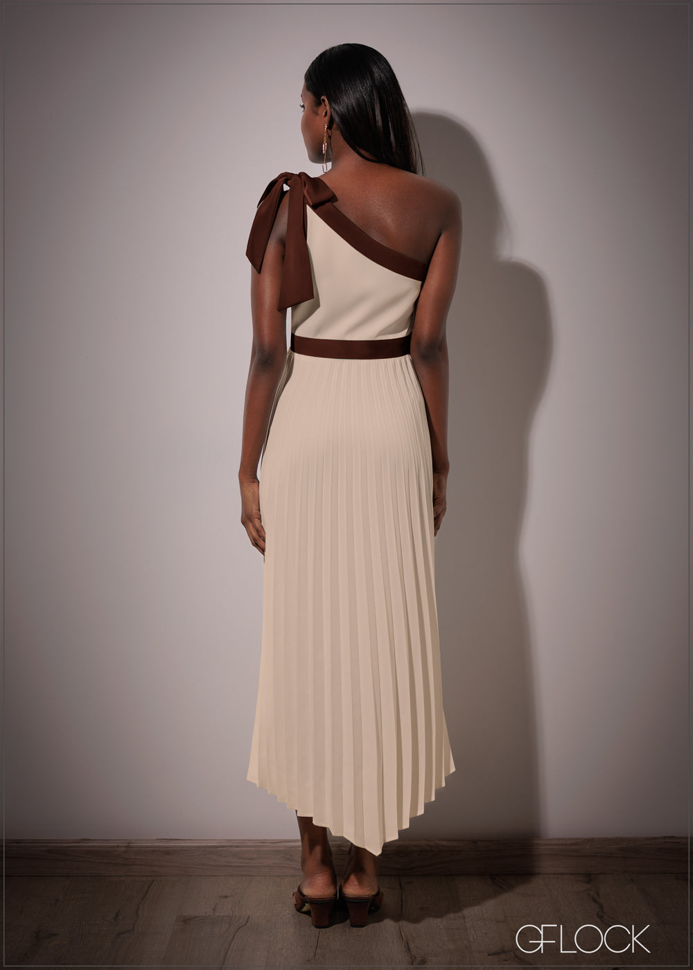 One Shoulder Knot Asymmetric Dress - 211225