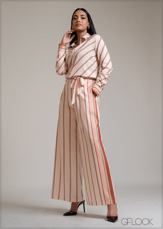 High Waisted  chain printed Pant
