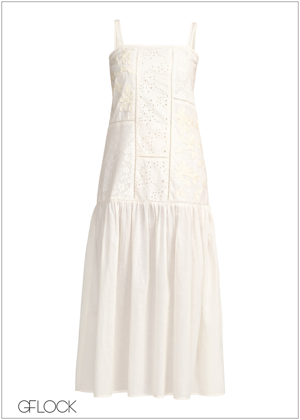 Strappy Lace Mix Midi Dress - 231225