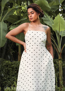 Back Open Polka Dot Dress - 150925