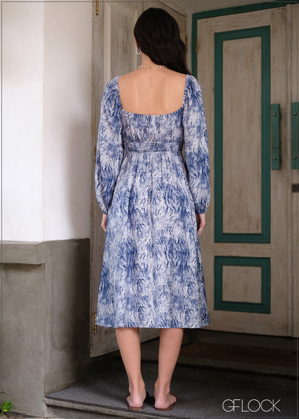 Balloon Sleeve Printed Mini Dress - 040425