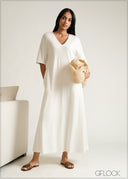 V-Neck Maxi Dress - 230526