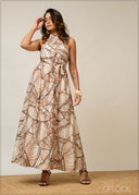 Gathered Neck Maxi Dress - 300326