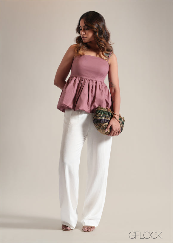 Bubble Hem Peplum Top - 250825