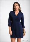 Regular Collar Wrap Dress - 300924