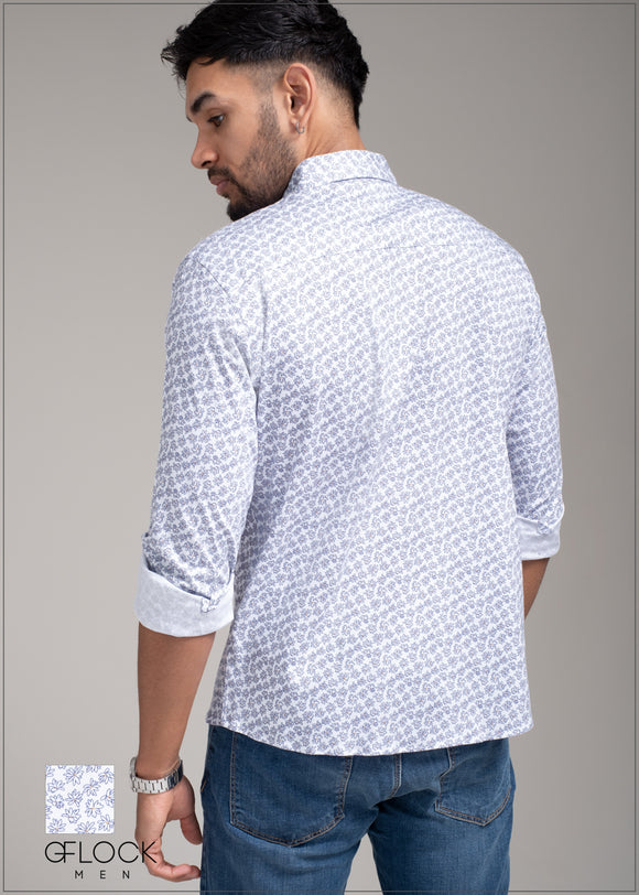 Printed Normal Collar Long Sleeve Knit Shirt - 240523