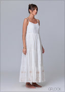 Hand Embroidered Strappy Maxi Dress -231125
