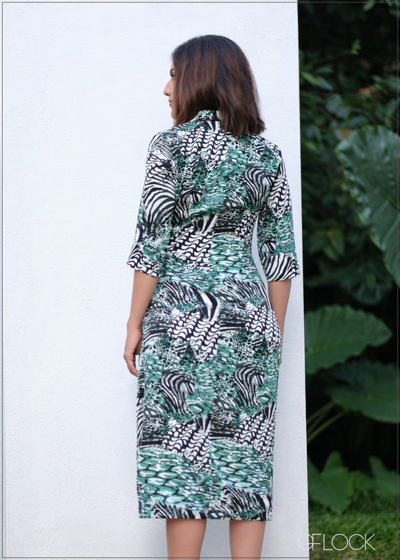 Printed Wrap Dress - 080524