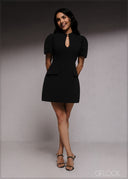 Puff Sleeve Mini Dress - 220526