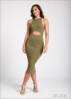 Two Tone Rib Midi Dress - 100225