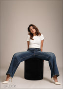 Mid Blue Wide Leg Jean - Short Length - 241225D