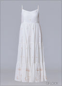 Hand Embroidered Strappy Maxi Dress -231125