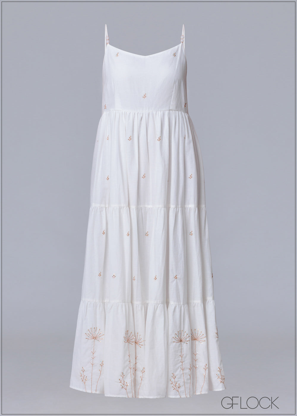 Hand Embroidered Strappy Maxi Dress -231125