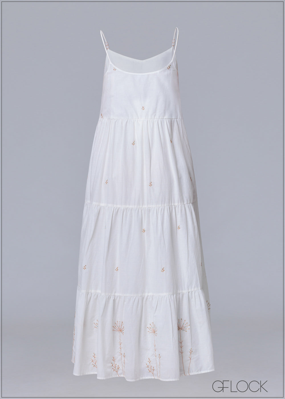Hand Embroidered Strappy Maxi Dress -231125